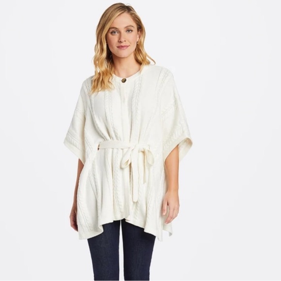 Draper James Cable Cape Sweater - Picture 1 of 11